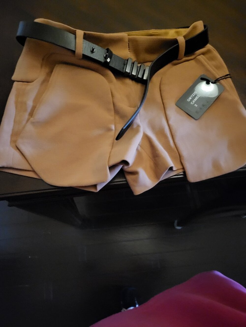 L.A.M.B. Gwen Stefani Caramel Shorts w/ Leather Belt